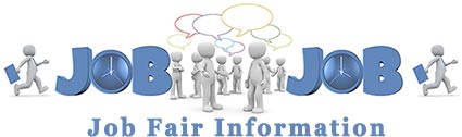 Clipart Of Generic People Standing Above Words Saying "Job Fair Information"